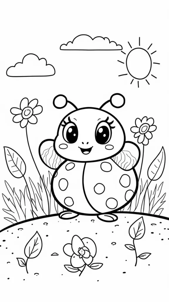 ladybug cartoon coloring page